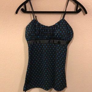 Rampage black with blue polka dots tank top